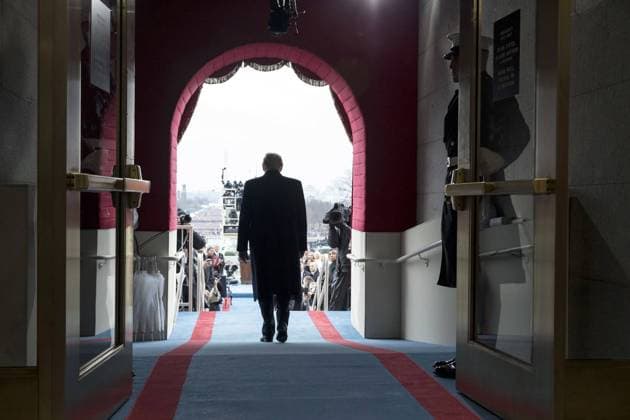 DONALD TRUMP (1946- ). 45th President of the United States. Exiting the United States Capitol building for his swearing-in ceremony. Photograph by Shealah Craighead, 20 January 2017.  Copyright: xGRANGERx xGRANGERx 0645944