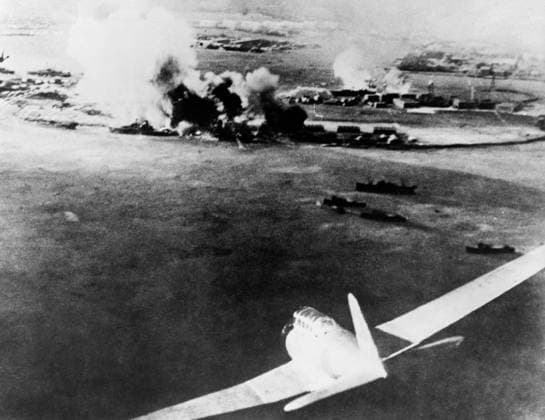WWII: PEARL HARBOR, 1941. Aerial photograph taken by a Japanese pilot, of the destruction of the attack on Pearl Harbor, Hawaii, 7 December 1941.  Copyright: xGRANGERx xGRANGERx 0650764