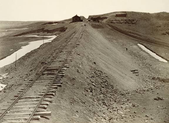 WYOMING: GRANITE CANON,1869. Union Pacific Railroad tracks, seen from the water tank, Granite Canon, Wyoming. Photograph by Andrew Joseph Russell, 1869.  Copyright: xGRANGERx xGRANGERx 0652826