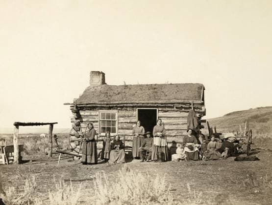 UTAH: MORMON FAMILY, 1869. Mormon family in Great Salt Lake Valley, Utah. Photograph by Andrew Joseph Russell, 1869.  Copyright: xGRANGERx xGRANGERx 0652838