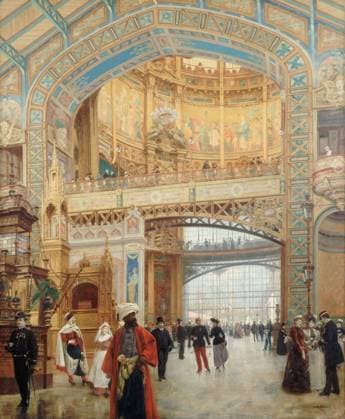 PARIS EXPOSITION, 1889. The central dome of the Galerie des Machines pavilion at the 1889 Exposition Universelle in Paris, France. Oil painting by Louis Béroud, 1890.  Copyright: xGRANGERx xGRANGERx 1031779