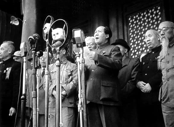 China: Chairman Mao Zedong announces the establishment of the People s Republic of China at Tiananmen Square, Beijing, on October 1, 1949 Mao Zedong, also transliterated as Mao Tse-tung (26 December 1893 9 September 1976), was a Chinese communist revolutionary, guerrilla warfare strategist, author, political theorist, and leader of the Chinese Revolution.<br ><br > Commonly referred to as Chairman Mao, he was the architect of the People s Republic of China (PRC) from its establishment in 1949, and held authoritarian control over the nation until his death in 1976.<br ><br > Mao s theoretical contribution to Marxism-Leninism, along with his military strategies and brand of political policies, are now collectively known as Maoism. Copyright: xxPicturesxFromxHistoryx