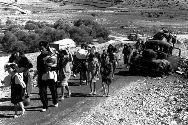 Israel Palestine: Palestinian refugees driven from Galilee by Israeli forces in October November 1948 The 1948 Palestinian exodus, known in Arabic as the Nakba (Arabic: ØßÙ ÙÜÙƒØ¨Ø Ž, an-Nakbah, lit. catastrophe ), occurred when more than 700,000 Palestinian Arabs fled or were expelled from their homes, during the 1947 1948 Civil War in Mandatory Palestine and the 1948 Arab Israeli War.<br ><br > The exact number of refugees is a matter of dispute, but around 80 percent of the Arab inhabitants of what became Israel (50 percent of the Arab total of Mandatory Palestine) left or were expelled from their homes.<br ><br > Later in the war, Palestinians were forcibly expelled as part of Plan Dalet in a policy of ethnic cleansing . Copyright: xxPicturesxFromxHistoryx