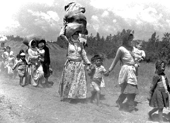 Israel Palestine: Palestinian women and children driven from their homes by Israeli forces, 1948 The 1948 Palestinian exodus, known in Arabic as the Nakba (Arabic: ØßÙ ÙÜÙƒØ¨Ø Ž, an-Nakbah, lit. catastrophe ), occurred when more than 700,000 Palestinian Arabs fled or were expelled from their homes, during the 1947 1948 Civil War in Mandatory Palestine and the 1948 Arab Israeli War.<br ><br > The exact number of refugees is a matter of dispute, but around 80 percent of the Arab inhabitants of what became Israel (50 percent of the Arab total of Mandatory Palestine) left or were expelled from their homes.<br ><br > Later in the war, Palestinians were forcibly expelled as part of Plan Dalet in a policy of ethnic cleansing . Copyright: xxPicturesxFromxHistoryx