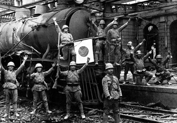 China Japan: Japanese Imperial Army troops celebrate the capture of Hankow (Hankou), 1938 The Second Sino-Japanese War (July 7, 1937 September 9, 1945) was a military conflict fought primarily between the Republic of China and the Empire of Japan. After the Japanese attack on Pearl Harbor, the war merged into the greater conflict of World War II as a major front of what is broadly known as the Pacific War.<br ><br > Although the two countries had fought intermittently since 1931, total war started in earnest in 1937 and ended only with the surrender of Japan in 1945. The war was the result of a decades-long Japanese imperialist policy aiming to dominate China politically and militarily and to secure its vast raw material reserves and Copyright: xxPicturesxFromxHistoryx