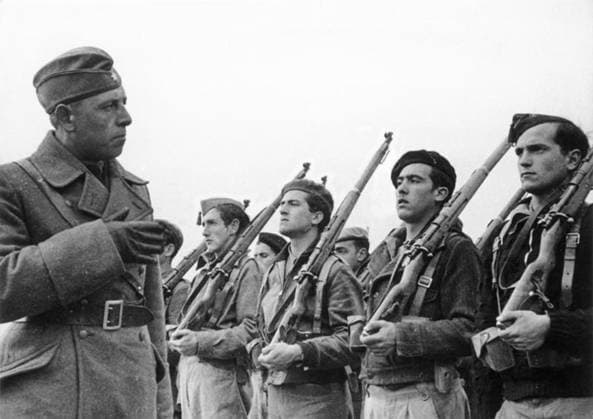 Spain: Members of the German Condor Legion supporting the Nationalist Fascist cause during the Spanish Civil War, c. 1937 The Condor Legion (German: Legion Condor) was a unit composed of volunteers from the German Air Force (Luftwaffe) and from the German Army (Wehrmacht Heer) which served with the Nationalists during the Spanish Civil War of July 1936 to March 1939.<br ><br > The Condor Legion developed methods of terror bombing which were used widely in the Second World War shortly afterwards. The bombing of Guernica was the most infamous operation carried out by the Condor Legion. Hugo Sperrle commanded the unit s aircraft formations and Wilhelm Ritter von Thoma commanded the ground element. Copyright: xxPicturesxFromxHistoryx