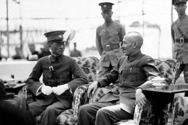 China: Generalissimo Chiang Kai-shek (right) head of the Nationalist (Kuomintang) Government, with General Long Yun (left), president of the Yunnan Provincial Government in Nanking, June 27, 1936 Chiang Kai-shek was an influential member of the nationalist party Kuomintang (KMT) and Sun Yat-sen s close ally. He became the Commandant of Kuomintang s Whampoa Military Academy and took Sun s place in the party when the latter died in 1925.<br ><br > In 1928, Chiang led the Northern Expedition to unify the country, becoming China s overall leader. He served as chairman of the National Military Council of the Nationalist Government of the Republic of China (ROC) from 1928 to 1948. Chiang led China in the Second Sino-Japanese War, during which th Copyright: xxPicturesxFromxHistoryx