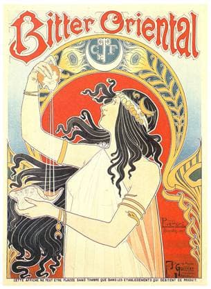 Belgium: Bitter Oriental Art Nouveau advertising poster, Henri Privat-Livemont, 1897 Henri Privat-Livemont (1861 1936) was an artist born in Schaerbeek, Brussels, Belgium.<br ><br > He is best known for his Art Nouveau posters. From 1883 to 1889, he worked and studied in the studios of Lemaire, Lavastre & Duvignaud. He later moved back to Brussels, and worked on theaters and casinos there. Copyright: xxPicturesxFromxHistoryx
