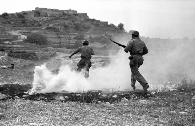 Israel Palestine: Israeli forces attack the Arab village of Sassa in Galilee (Al-Jalil), Arab-Israeli War, October 1, 1948. Government Press Officer (Israel) (CC BY-SA 3.0 License) The 1948 Palestinian exodus, known in Arabic as the Nakba (Arabic: al-Nakbah, lit. catastrophe ), occurred when more than 700,000 Palestinian Arabs fled or were expelled from their homes, during the 1947 1948 Civil War in Mandatory Palestine and the 1948 Arab Israeli War.<br ><br > The exact number of refugees is a matter of dispute, but around 80 percent of the Arab inhabitants of what became Israel (50 percent of the Arab total of Mandatory Palestine) left or were expelled from their homes.<br ><br > Later in the war, Palestinians were forcibly expelled Copyright: xGovernmentxPressxOfficerx(IsraelxPicturesxFromxHistoryx