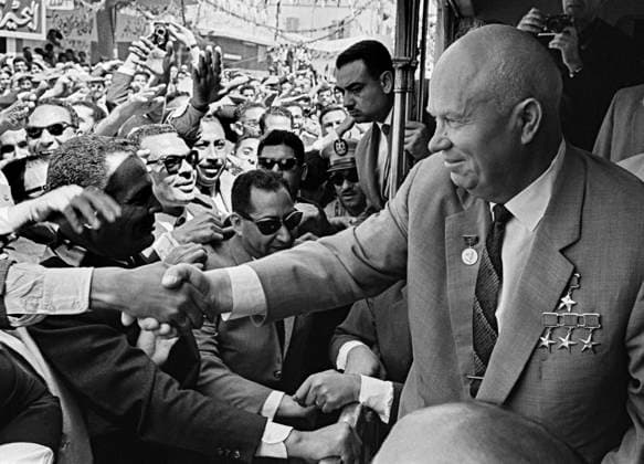KHRUSCHEV EGYPT 8821 15.05.1964 Nikita Khrushchev, CPSU Central Committee First Secretary, Chairman of the Council of Ministers on his official visit to the UAR is participating in the festivities on the occasion of damming the Nile as part of the construction of the Aswan Hydro power station. Valeriy Shustov Sputnik Asuan Egypt  Copyright: xValeriyxShustovx