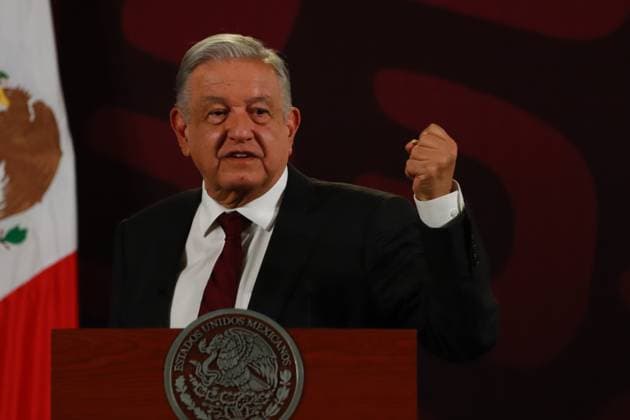 April 3, 2024, Mexico City, Mexico: MexicoÃ¢â‚¬â ¢s President, Andres Manuel Lopez Obrador, gesticulates while answering to media during a briefing conference at National Palace. on April 3, 2024 in Mexico City, Mexico. Mexico City Mexico - ZUMAe321 20240403_zia_e321_004 Copyright: xCarlosxSantiagox