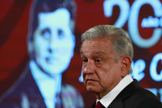 April 3, 2024, Mexico City, Mexico: MexicoÃ¢â‚¬â ¢s President, Andres Manuel Lopez Obrador, gesticulates while answering to media during a briefing conference at National Palace. on April 3, 2024 in Mexico City, Mexico. Mexico City Mexico - ZUMAe321 20240403_zia_e321_007 Copyright: xCarlosxSantiagox