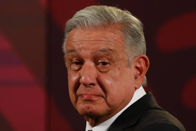 April 3, 2024, Mexico City, Mexico: MexicoÃ¢â‚¬â ¢s President, Andres Manuel Lopez Obrador, gesticulates while answering to media during a briefing conference at National Palace. on April 3, 2024 in Mexico City, Mexico. Mexico City Mexico - ZUMAe321 20240403_zia_e321_009 Copyright: xCarlosxSantiagox