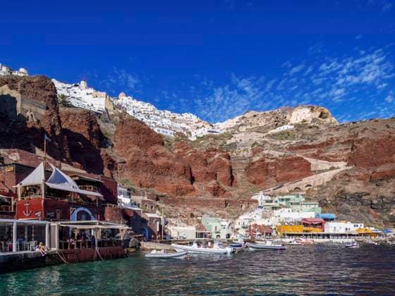 Ammoudi Bay and Oia Village, Santorini (Thira) Island, Cyclades, Greek Islands, Greece, Europe Copyright: KarolxKozlowski 1245-3560