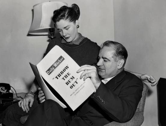 RECORD DATE NOT STATED McCarthy Views Attacks Washington, D.C. November 8, 1954 Senator and Mrs. Joseph R. McCarthy are shown at home this morning as the Senate prepared to reconvene today to consider recommendations for his censure. The Wisconsin GOP Senator and his wife are viewing photostats of the Communist Daily Worker s attacks on Mccarthy. Copyright: Â¬ xUnderwoodxArchives 990_05_X-McCarthy-Joseph_6HR
