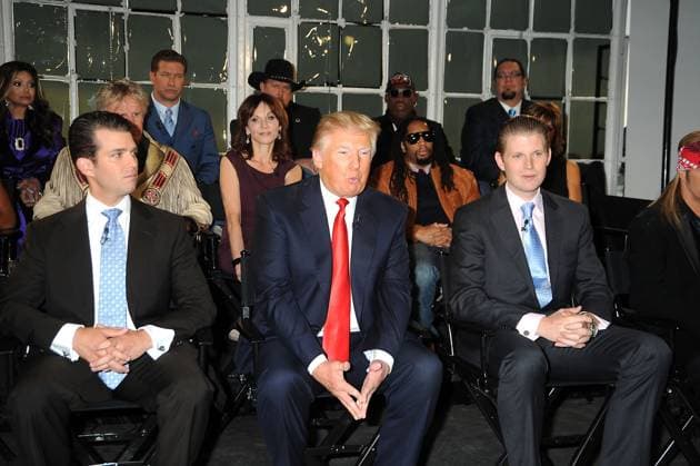 All-Star Celebrity Apprentice announcement Donald Trump and sons attends the All-Star Celebrity Apprentice announcement on October 12, 2012 at Jack Studio in New York City. The celebrity apprentices are Trace Adkins, Stephen Baldwin, Gary Busey, Penn Jillette, Lil Jon, Bret Michaels, Dennis Rodman, Dee Snider, Marilu Henner, La Toya Jackson, Claudia Jordan, Omarosa, Lisa Rinna and Brande Roderick. photo by Robin Platzer Twin Images LFI, Credit:Robin Platzer Twin Images LFI Avalon 0544702156