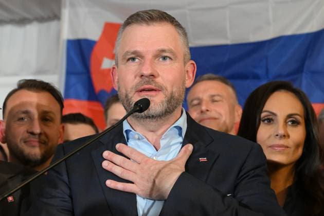 News Themen der Woche KW14 News Bilder des Tages Presidential candidate Peter Pellegrini speaking on the election results during the second round of the presidential elections in Bratislava, Slovakia, on April 6, 2024. (CTKxPhoto VaclavxSalek) CTKPhotoP2024040700206  CTKPhotoP2024040700206