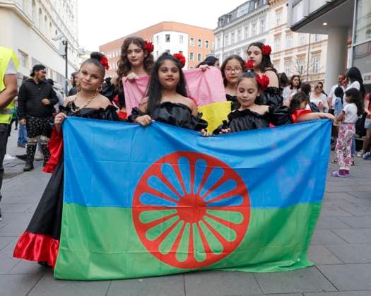 Romani pride parade on the occasion of International Romani Day celebrations in Brno, Czech Republic, April 8, 2024. (CTKxPhoto PavelxWeber) CTKPhotoF202404080058301  CTKPhotoF202404080058301