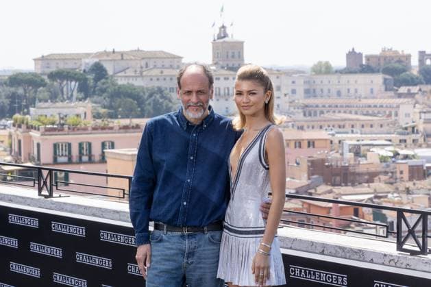 Italy: Photocall of Challengers in Rome The American actress Zendaya and director Luca Guadagnino attend the photocall of the film Challengers at the terrace of the Hotel Hassler in Rome Rome Italy Copyright: MatteoxNardone