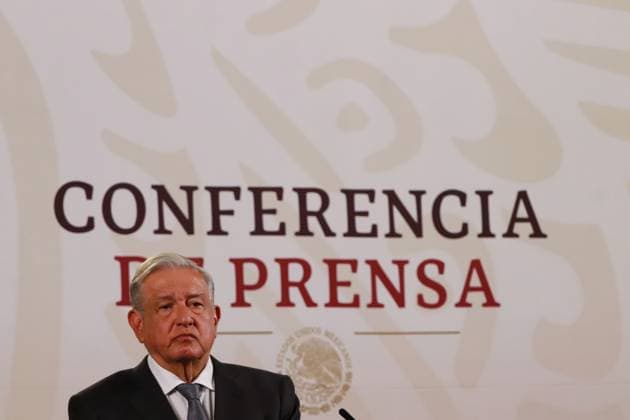 April 10, 2024, Mexico City, Mexico: MexicoÃ¢â‚¬â ¢s President, Andres Manuel Lopez Obrador, gesticulates while answering the questions of the media during his daily briefing conference at National Palace. Mexico City Mexico - ZUMAe321 20240410_zia_e321_024 Copyright: xCarlosxSantiagox