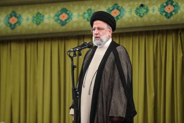 April 10, 2024, Tehran, Iran: Iranian President EBRAHIM RAISI speaks during a meeting of the Iranian Supreme Leader and a group of officials of the country and ambassadors from Islamic countries on the occasion of Eid al-Fitr, in Tehran. Tehran Iran - ZUMAi98_ 20240410_zih_i98_040 Copyright: xIranianxSupremexLeader SxOfficex