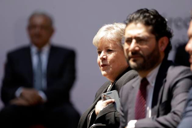 April 10, 2024 in Mexico City, Mexico: Foreign Affairs, Minister Alicia Barcena during the ceremony for the 105th Death Anniversary of Emiliano Zapata, held in the Patio of Honor of the National Palace. Mexico City Mexico - ZUMAe321 20240410_zia_e321_042 Copyright: xLuisxBarronx