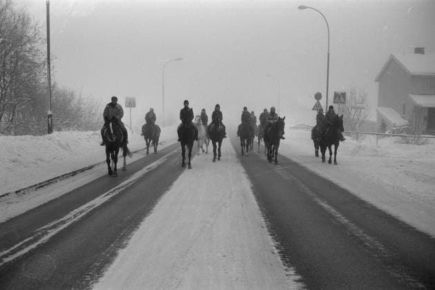 IMAGO History, Ölpreiskrise 1973 Aktuell 50-1-1973 : Den store stille helgen bilde 0059 Aktuell 50-1-1973 : Den store stille helgen Oljekrisen i 1973, det skulle spares 7500 tonn bensin ved kjoreforbudet fra kl, 15 lordag til kl. 02 mandag. -til og med hesten dukket fram, riktignok mest som et kuriosium. Dette bildet er fra Tveita i Oslo. Foto; Ivar Aaserud Aktuell NTB ***FOTO IKKE BILLEDBEHANDLET*** This text has been automatically translated! Oslo Norge EDITORIAL USE ONLY Ref:37StjKlnVZg.jpg *** Aktuell 50 1 1973 The big quiet weekend picture 0059 Aktuell 50 1 1973 The big quiet weekend The oil crisis in 1973, 7500 tons of gasoline were to be saved by the ban on driving from 15 