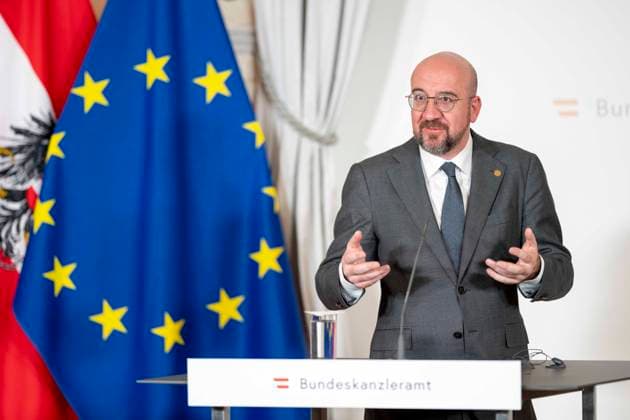 News Themen der Woche KW15 News Bilder des Tages Wien, Österreich. 12. April 2024. Doorsteps vom österreichischen Bundeskanzler Karl Nehammer mit Präsident des Europäischen Rates Charles Michel. Thema sind Gespräche über die Strategic Agenda der EU. Bild zeigt Charles Michel. Vienna *** Vienna, Austria 12 April 2024 Doorsteps by Austrian Chancellor Karl Nehammer with President of the European Council Charles Michel Discussions on the EUs Strategic Agenda Picture shows Charles Michel Vienna
