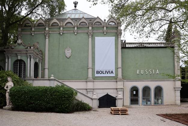 Italy - 60th Art Biennale in Venice on 16 April 2024 The 60th International Art Exhibition entitled Stranieri Ovunque - Foreigners Everywhere , curated by Adriano Pedrosa, will be open to the public from Saturday 20 April to Sunday 24 November In the photo: the former Russian now Bolivian pavilion Venice Italy  Copyright: xIPA ABACAx