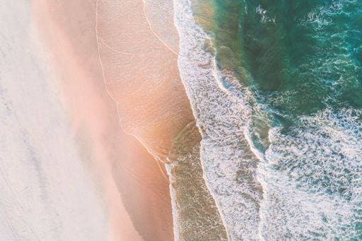 Creative Highlights World Overhead view aerial image from drone of an beautiful sea landscape beach with turquoise water with copy space for text. 23994804 RECORD DATE NOT STATED