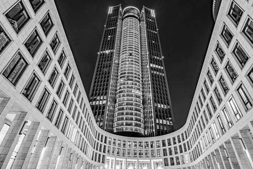 Creative Highlights World Ground view of a modern city skyscraper at night 23997510 RECORD DATE NOT STATED