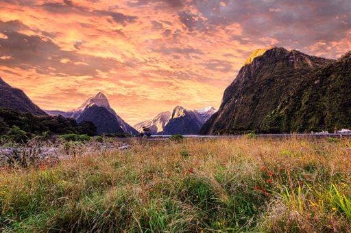 Creative Highlights World A stunning sunset over Milford Sound, New Zealand 24132157 RECORD DATE NOT STATED