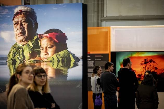 AMSTERDAM - Overview of the exhibition with the winning photos during the announcement of the winners of the World Press Photo in the Nieuwe Kerk in Amsterdam. It is one of the most prestigious awards for photojournalists. ANP ROBIN VAN LONKHUIJSEN netherlands out - belgium out  Copyright: xx x496309879x originalFilename: 496309879.jpg