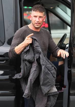 Jon Bernthal, with cuts, bruises and blood on his face, seen filming for the second season of Netflix s TV series Daredevil in New York City 141301, Jon Bernthal, with cuts, bruises and blood on his face, seen filming for the second season of Netflix s TV series Daredevil in New York City. He plays The Punisher in the series. The sweat mark on his chest appears to be showing a skull like figure. The scene takes place in Greenpoint, Brooklyn where Irish-thugs steal The Punisher s Dog. New York, New York - Monday August 17, 2015., Credit:LGjr-RG, PacificCoastNews Avalon USA, New York  Copyright: xLGjr-RG,xPacificCoastNewsx xAvalonx 0531845120
