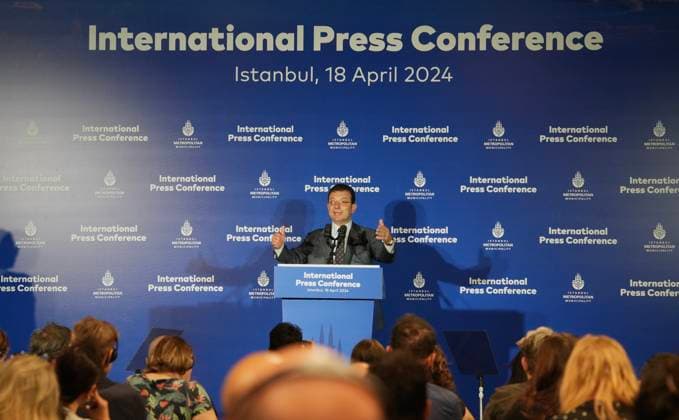 A press conference for the international media by newly elected Istanbul Mayor Ekrem Imamoglu, Istanbul, Turkey, April 18, 2024. (CTKxPhoto PavelxNemecek) CTKPhotoF202404180027701  CTKPhotoF202404180027701