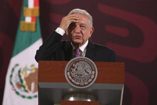 Mexico™s President Andres Manuel Lopez Obrador Press Conference Mexican President, Andres Manuel Lopez Obrador, gesticulates during a briefing conference at National Palace. on April 18, 2024, Mexico City, Mexico. (Photo by Ismael Rosas Eyepix Group) Copyright: xIsmaelxRosas xEyepixxGroupx IR_18042024_117798