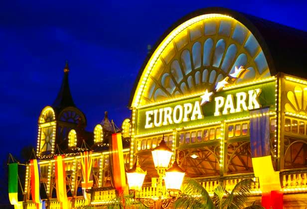 Rust, Germany - April 19, 2024: The 24th Radio Regenbogen Award at Europa-Park with general Atmosphere from the Park Entrance. 24th Radio Regenbogen Award at Europa-Park