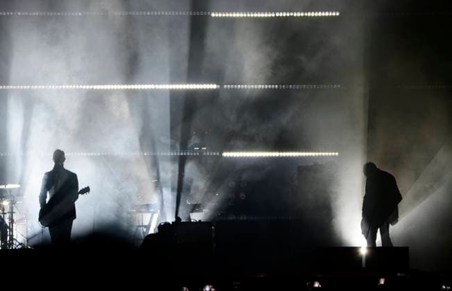 April 20, 2024, Mexico City, Mexico City, Mexico: The American Rock band Interpol during their concert at the ZoÂ³calo in Mexico City, this Saturday..The Head of Government of Mexico City, Marti Batres Guadarrama, reported that the New York alternative rock band Interpol brought together 160 thousand attendees this Saturday, April 20, at the free concert in the capital s Zocalo. Mexico City Mexico - ZUMAn296 20240420_zip_n296_010 Copyright: xJorgexNunezx