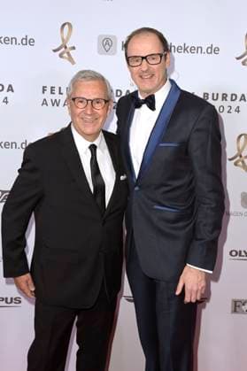 Jan Hofer und Vince Ebert bei der 19. Verleihung des Felix Burda Award 2024 im Hotel Adlon Kempinski. Berlin, 21.04.2024