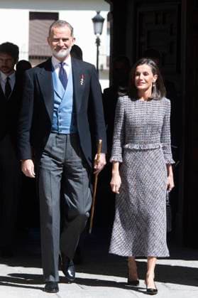 König Felipe VI. von Spanien und Königin Letizia von Spanien bei der Verleihung des Premio Miguel de Cervantes für Literatur an Luis Mateo Diez in der Universidad de Alcala. Alcala de Henares, 23.04.2024