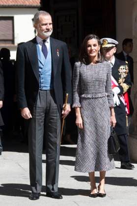 König Felipe VI. von Spanien und Königin Letizia von Spanien bei der Verleihung des Premio Miguel de Cervantes für Literatur an Luis Mateo Diez in der Universidad de Alcala. Alcala de Henares, 23.04.2024