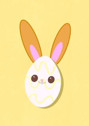 Easter egg bunny against yellow background, EGHF00900