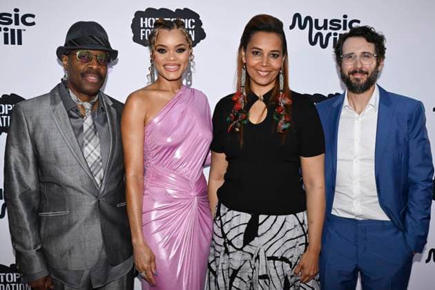 April 24, 2024, Los Angeles, California, USA: Michael Bearden, Andra Day, Rhiannon Giddens and Josh Groban attend the 16th Annual Music Will Benefit. Los Angeles USA - ZUMAb173 20240424_aap_b173_025 Copyright: xBillyxBennightx