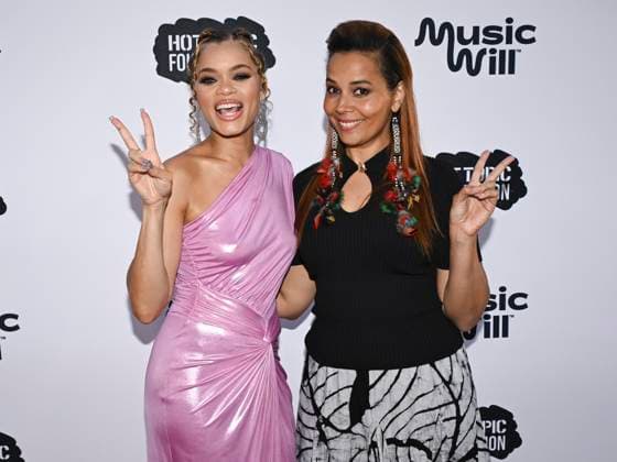 April 24, 2024, Los Angeles, California, USA: Andra Day and Rhiannon Giddens attend the 16th Annual Music Will Benefit. Los Angeles USA - ZUMAb173 20240424_aap_b173_063 Copyright: xBillyxBennightx