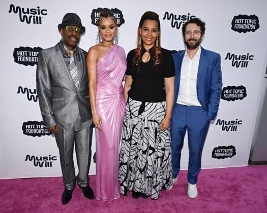 April 24, 2024, Los Angeles, California, USA: Michael Bearden, Andra Day, Rhiannon Giddens and Josh Groban attend the 16th Annual Music Will Benefit. Los Angeles USA - ZUMAb173 20240424_aap_b173_068 Copyright: xBillyxBennightx