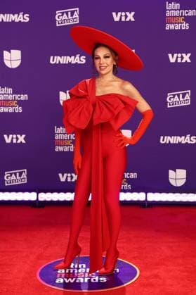 Thalía arrives for the 2024 Latin American Music Awards at the Grand Garden Arena at MGM Resort and Casino in Las Vegas, Nevada on Thursday, April 25, 2024.  LAV20240425110 JAMESxATOA