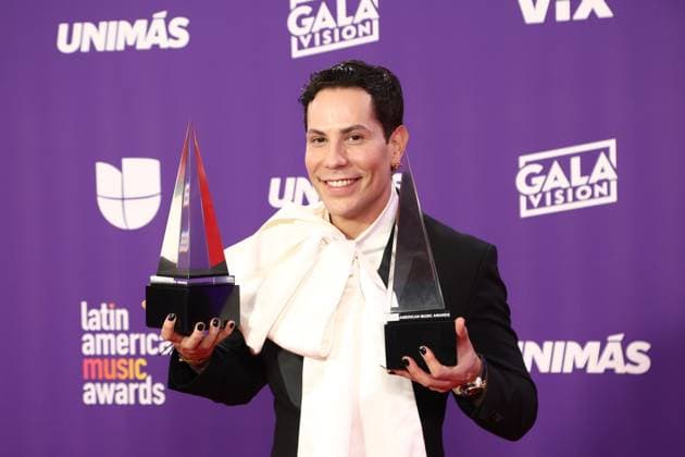 Christian Chávez, winner of the Tour of the Year and Best Duo or Group ? Pop awards, poses in the press room during the 2024 Latin American Music Awards at the Grand Garden Arena at MGM Resort and Casino in Las Vegas, Nevada on Thursday, April 25, 2024.  LAV20240425183 JAMESxATOA