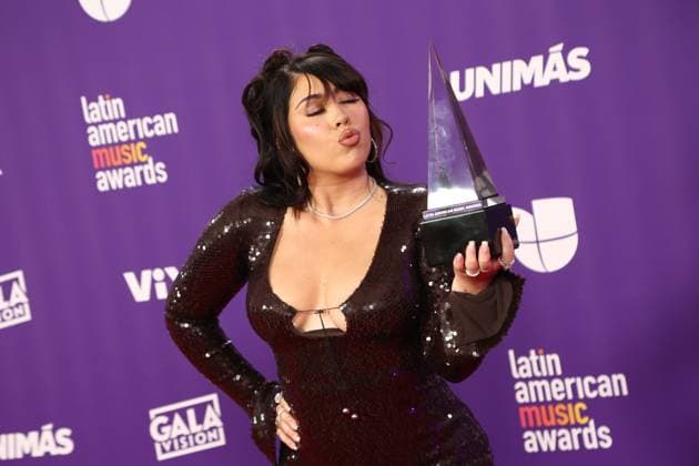Kali Uchis, winner of the Best Album ? Pop award for Orquídeas , poses in the press room during the 2024 Latin American Music Awards at the Grand Garden Arena at MGM Resort and Casino in Las Vegas, Nevada on Thursday, April 25, 2024.  LAV20240425187 JAMESxATOA