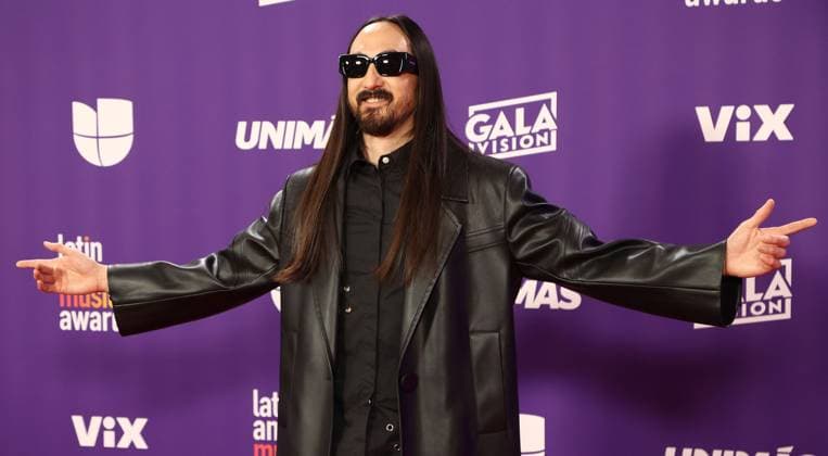 Steve Aoki arrives for the 2024 Latin American Music Awards at the Grand Garden Arena at MGM Resort and Casino in Las Vegas, Nevada on Thursday, April 25, 2024.  LAV20240425167 JAMESxATOA