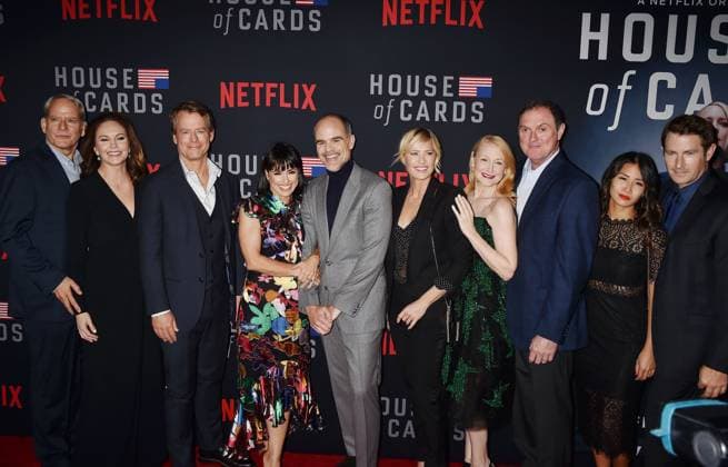 Campbell Scott, Diane Lane, Greg Kinnear, Constance Zimmer, Michael Kelly, Robin Wright, Patricia Clarkson, Boris McGiver, Nini Le Huynh, Derek Cecil at the Los Angeles premiere screening of Netflix s House of Cards Season 6 Campbell Scott, Diane Lane, Greg Kinnear, Constance Zimmer, Michael Kelly, Robin Wright, Patricia Clarkson, Boris McGiver, Nini Le Huynh, Derek Cecil at the Los Angeles premiere screening of Netflix s House of Cards Season 6 at DGA Theater. Los Angeles, California - Monday October 22, 2018.Photograph: Joe Sutter PacificCoastNews. Los Angeles Office (PCN): +1 310.822.0419 UK Office (Avalon): +44 (0) 20 7421 6000 sales@pacificcoastnews.com,  Copyright: xJoexSutter PacificCoastNewsx xAvalonx 0534412742